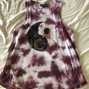 tie dye ting yang tank top
